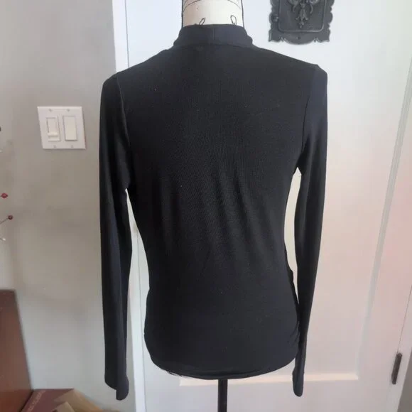 White House Black Market Faux Wrap Top Black Sz S - Picture 5 of 9